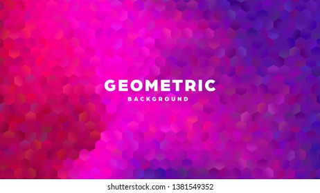 Hexagonal polygonal abstract background. Colorful triangle gradient design. Low poly hexagon shape banner. Vector illustration.