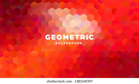 Hexagonal polygonal abstract background. Colorful triangle gradient design. Low poly hexagon shape banner. Vector illustration.