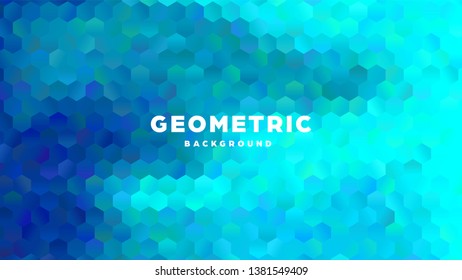 Hexagonal polygonal abstract background. Colorful triangle gradient design. Low poly hexagon shape banner. Vector illustration.