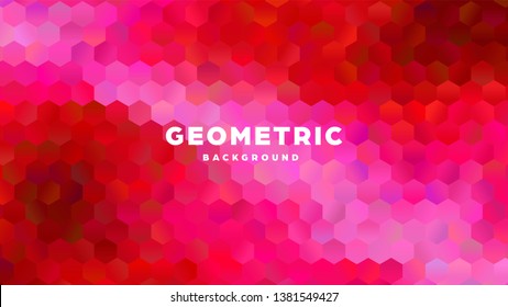 Hexagonal polygonal abstract background. Colorful triangle gradient design. Low poly hexagon shape banner. Vector illustration.