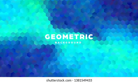Hexagonal polygonal abstract background. Colorful triangle gradient design. Low poly hexagon shape banner. Vector illustration.