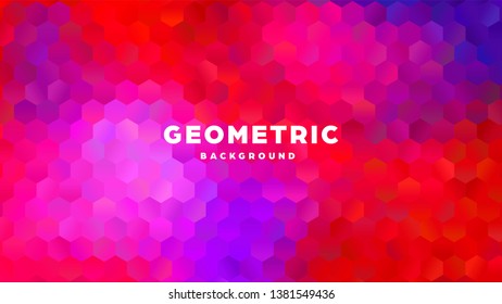 Hexagonal polygonal abstract background. Colorful triangle gradient design. Low poly hexagon shape banner. Vector illustration.