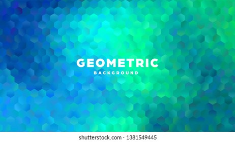 Hexagonal polygonal abstract background. Colorful triangle gradient design. Low poly hexagon shape banner. Vector illustration.