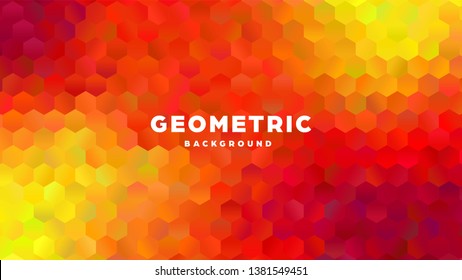 Hexagonal polygonal abstract background. Colorful triangle gradient design. Low poly hexagon shape banner. Vector illustration.