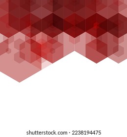 Hexagonal polygonal stylish background. Geometric image. Red figures.