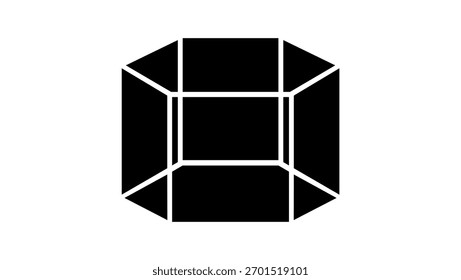 Prisma hexagonal, silueta aislada negra
