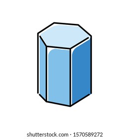 Hexagonal prism color icon. Geometric dimensional figure. Hexagon based decorative element. Polygonal construct. Abstract shape. Simple graphic print. Isometric form. Isolated vector illustration