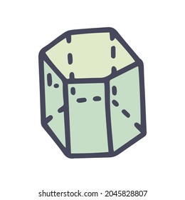 icono simple de doodle vectorial de color prisma hexagonal