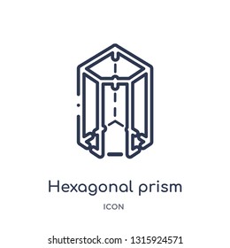 hexagonal prism icon from shapes outline collection. Thin line hexagonal prism icon isolated on white background.