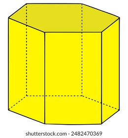 Vector aislado dibujado a mano de la ilustración del prisma hexagonal