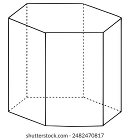 hexagonal prism illustration hand drawn outline vector