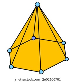 hexagonal pyramid illustration hand drawn isolated vector