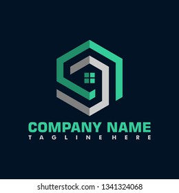 hexagonal real estate architecture logo