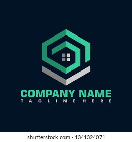 hexagonal real estate architecture logo