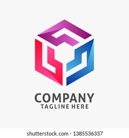 Hexagonal round of modern business logo design