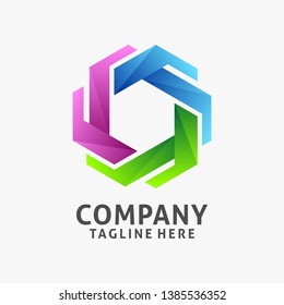 Hexagonal round of modern business logo design