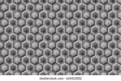 Hexagonal seamless pattern. Greyscale. Industrial texture, vector.