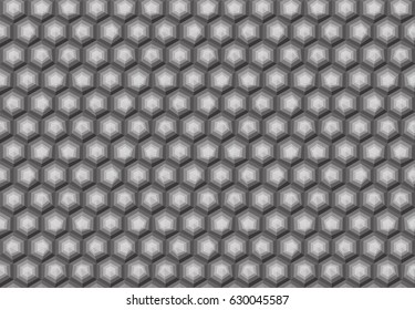 Hexagonal seamless pattern. Greyscale. Industrial texture, vector.