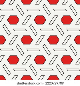 Hexagonal seamless pattern. Honeycomb surface print. Mosaic tiles. Flooring background. Wicker image. Geometric ornament. Digital paper. Modern geometrical wallpaper.