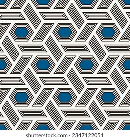 Hexagonal seamless pattern. Honeycomb surface print. Mosaic tiles. Flooring background. Wicker, weave, entwine effect geometric ornament. Modern geometrical wallpaper. Vector abstract