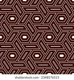Hexagonal seamless pattern. Honeycomb surface print. Mosaic tiles. Flooring background. Wicker, weave, entwine effect geometric ornament. Vector abstract. Modern geometrical wallpaper.