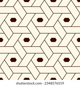Hexagonal seamless pattern. Honeycomb surface print. Mosaic tiles. Flooring background. Wicker, weave, entwine effect geometric ornament. Modern geo design wallpaper. Vector abstract.