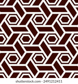 Hexagonal seamless pattern. Honeycomb surface print. Mosaic tiles. Flooring background. Wicker, weave, entwine effect geometric ornament. Modern geometrical wallpaper. Vector abstract