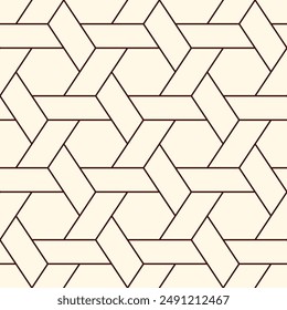 Hexagonal seamless pattern. Honeycomb surface print. Mosaic tiles. Flooring background. Wicker, weave, entwine effect geometric ornament. Vector abstract. Modern geometrical wallpaper