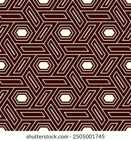 Hexagonal seamless pattern. Honeycomb surface print. Mosaic tiles. Flooring background. Wicker, weave, entwine effect geometric ornament. Modern geometrical wallpaper. Vector abstract