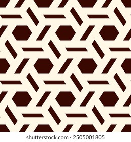 Hexagonal seamless pattern. Honeycomb surface print. Mosaic tiles. Flooring background. Wicker, weave, entwine effect geometric ornament. Modern geometrical wallpaper. Vector abstract