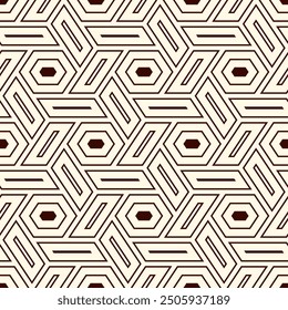Hexagonal seamless pattern. Honeycomb surface print. Mosaic tiles. Flooring background. Wicker, weave, entwine effect geometric ornament. Vector abstract. Modern geometrical wallpaper.