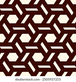 Hexagonal seamless pattern. Honeycomb surface print. Mosaic tiles. Flooring background. Wicker, weave, entwine effect geometric ornament. Modern geometrical wallpaper. Vector abstract