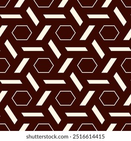 Hexagonal seamless pattern. Honeycomb surface print. Mosaic tiles. Flooring background. Wicker, weave, entwine effect geometric ornament. Modern geometrical wallpaper. Vector abstract.