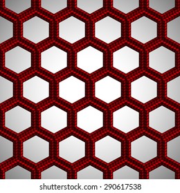 Hexagonal seamless pattern with interlaced texture for endless backgrounds, textures, etc...
Holes in pattern are transparent. Gradient back can be exchanged for any color.
Editable vector with Eps 10