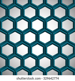 Hexagonal seamless pattern with interlaced texture for endless backgrounds, textures, etc...
Holes in pattern are transparent. Gradient back can be exchanged for any color.
Editable vector with Eps 10