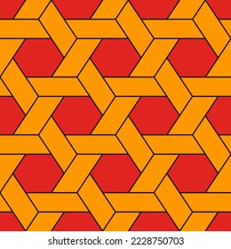 Hexagonal seamless pattern. Mosaic tiles. Geometrical wallpaper. Honeycomb print. Ethnic illustration. Wicker background. Flooring image. Vector ornament. Geometric abstract