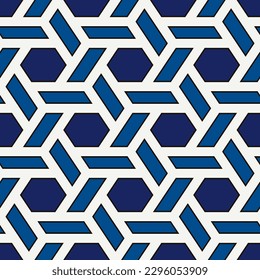 Hexagonal seamless pattern. Mosaic tiles. Honeycomb surface print. Wicker background. Flooring image. Vector ornament. Geometric abstract. Modern geometrical wallpaper.