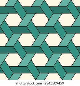 Hexagonal seamless pattern. Mosaic tiles. Geometrical wallpaper. Honeycomb print. Ethnic illustration. Wicker background. Flooring image. Vector ornament. Geometric abstract