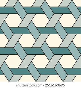 Hexagonal seamless pattern. Mosaic tiles. Geometrical wallpaper. Honeycomb print. Ethnic illustration. Wicker background. Flooring image. Vector ornament. Geometric abstract