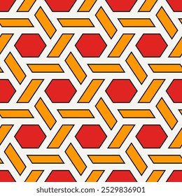 Padrão hexagonal sem emenda. Mosaicos. Impressão em favo de mel. Imagem de piso. Fundo de vime. Ornamento geométrico. Papel digital. Papel de parede moderno