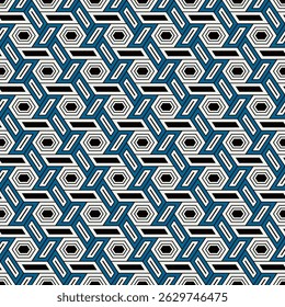 Hexagonal seamless pattern. Mosaic tiles. Honeycomb surface print. Wicker background. Flooring image. Vector ornament. Geometric abstract. Geometrical wallpaper.