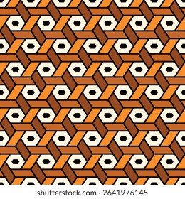 Hexagonal seamless pattern. Mosaic tiles. Geometrical wallpaper. Honeycomb print. Ethnic ornament illustration. Wicker background. Flooring image. Geometric backdrop. Vector work.