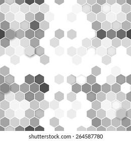 Hexagonal seamless pattern. Repeating geometric gray background