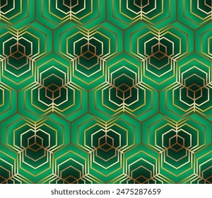 Hexagonal Seamless Pattern, Vibrant Turquoise Abstract Background Trend Vector. Repeating Graphic Abstraction Art Illustration for Stylish Wallpaper