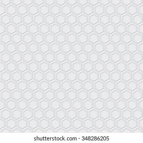Hexagonal seamless vector pattern. Light gray hexagon with 3d effect. Hexagonal abstract background