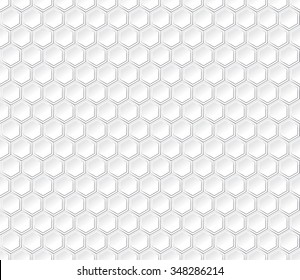 Hexagonal seamless vector pattern. Light gray hexagon with 3d effect. Hexagonal abstract background.
