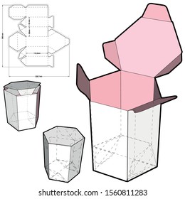 Hexagonal self asembly (Internal measurement 9 x 11.8cm) and Die-cut Pattern. The .eps file is full scale and fully functional. Prepared for real cardboard production.