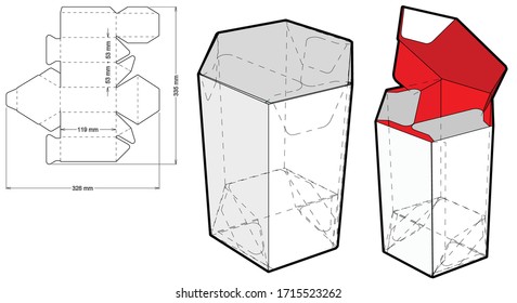 Hexagonal self asembly (Internal measurement 9 x 11.8cm) and Die-cut Pattern
