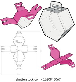 Hexagonal self assembly packaging and Die-cut Pattern. The .eps file is full scale and fully functional. Prepared for real cardboard production.