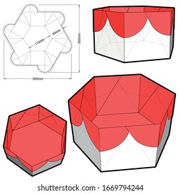 Hexagonal self assembly packaging and Die-cut Pattern. The .eps file is full scale and fully functional. Prepared for real cardboard production.